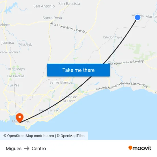 Migues to Centro map