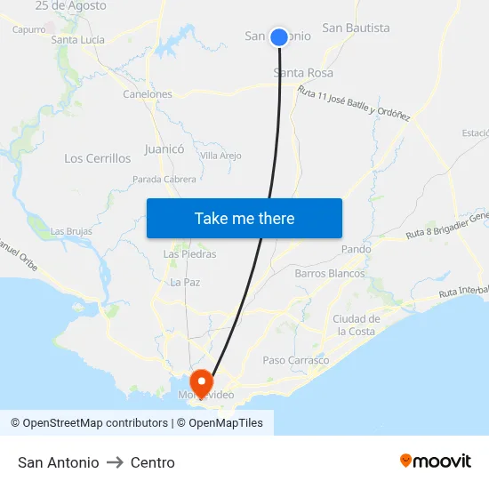 San Antonio to Centro map