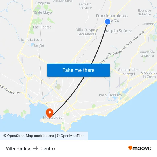 Villa Hadita to Centro map