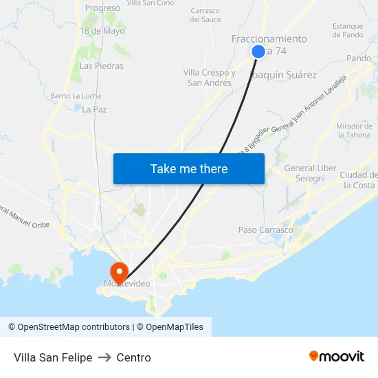 Villa San Felipe to Centro map