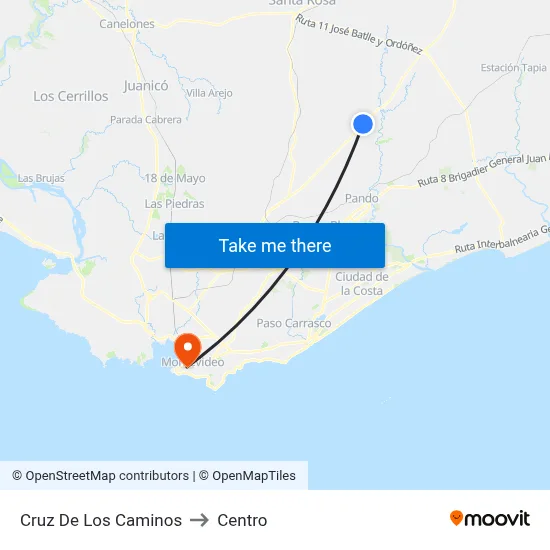Cruz De Los Caminos to Centro map