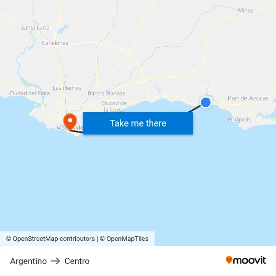 Argentino to Centro map