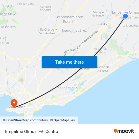 Empalme Olmos to Centro map