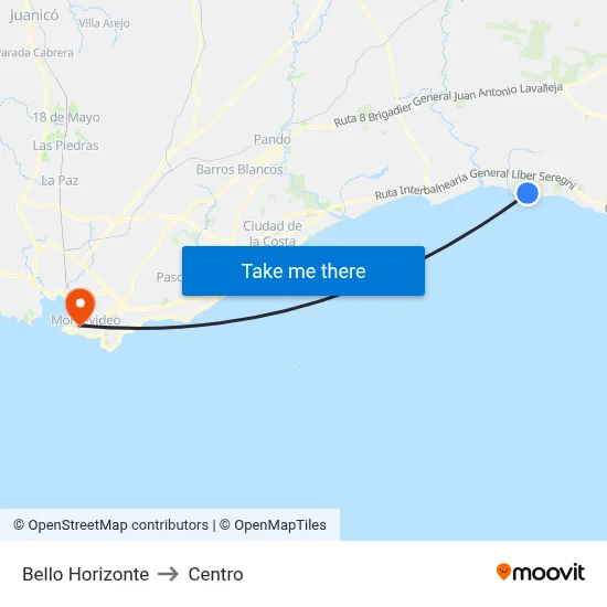 Bello Horizonte to Centro map