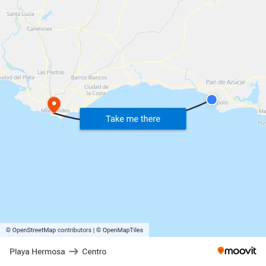 Playa Hermosa to Centro map