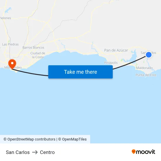 San Carlos to Centro map