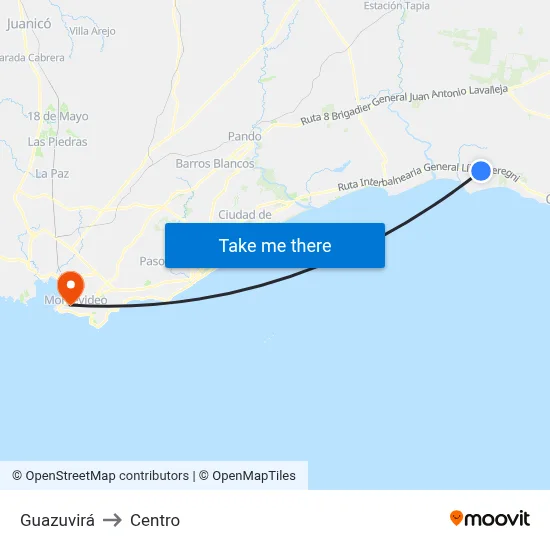 Guazuvirá to Centro map