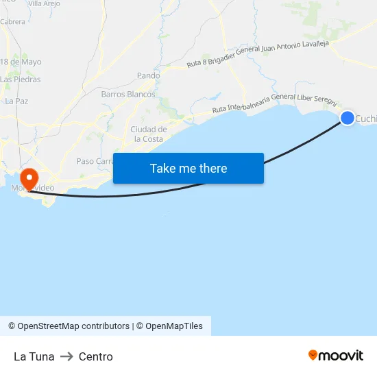 La Tuna to Centro map