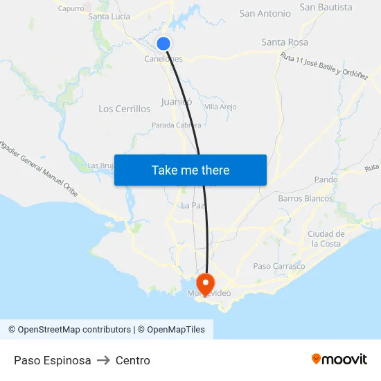 Paso Espinosa to Centro map