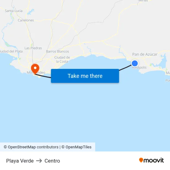 Playa Verde to Centro map