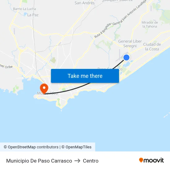 Municipio De Paso Carrasco to Centro map