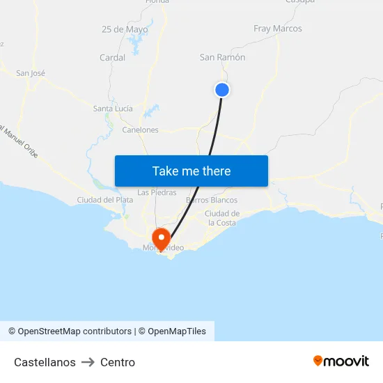 Castellanos to Centro map