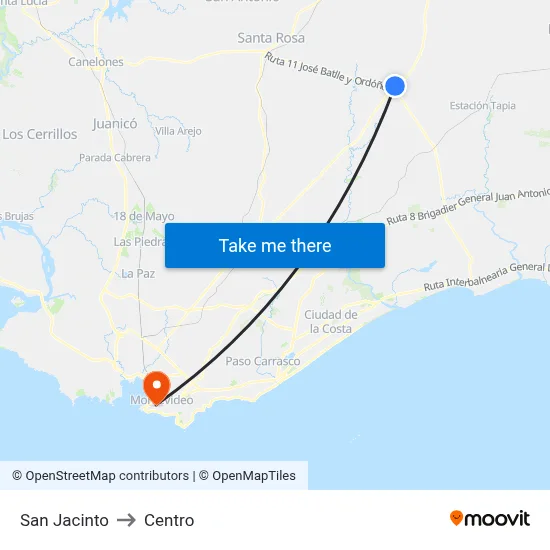 San Jacinto to Centro map