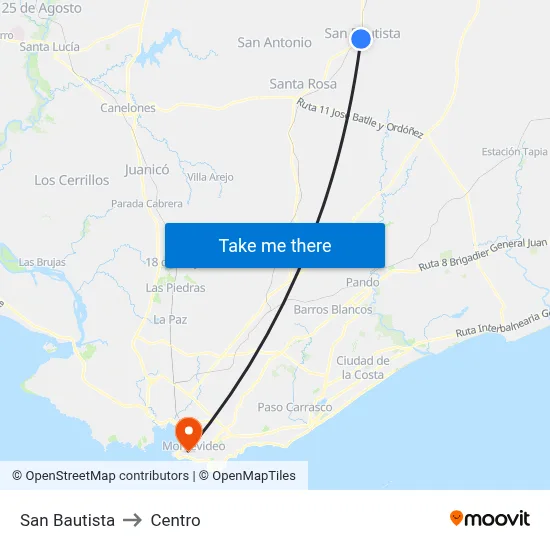San Bautista to Centro map