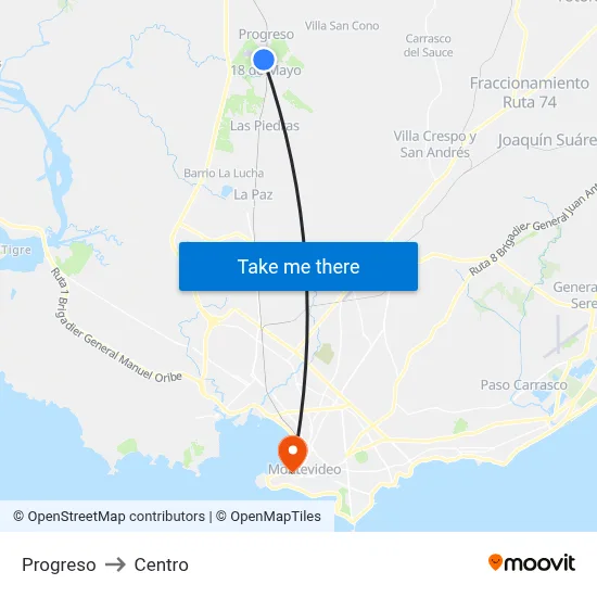 Progreso to Centro map