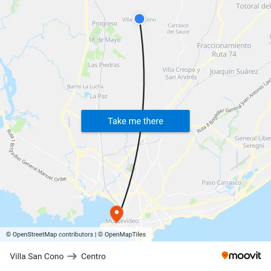 Villa San Cono to Centro map