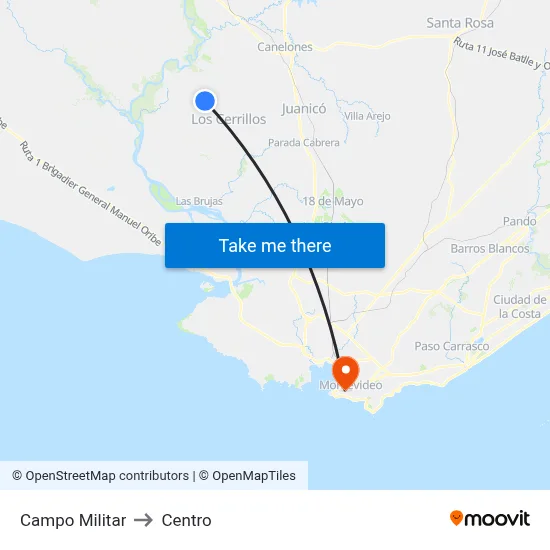 Campo Militar to Centro map
