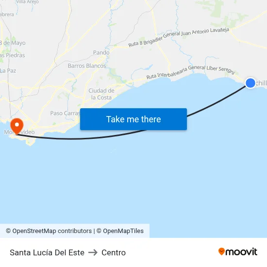 Santa Lucía Del Este to Centro map