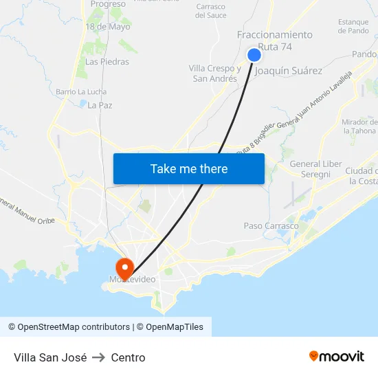 Villa San José to Centro map