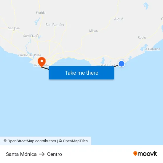 Santa Mónica to Centro map