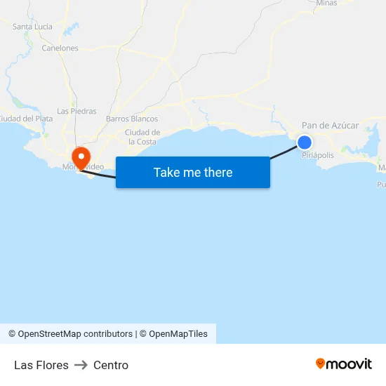 Las Flores to Centro map