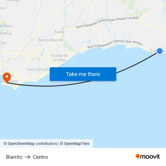 Biarritz to Centro map