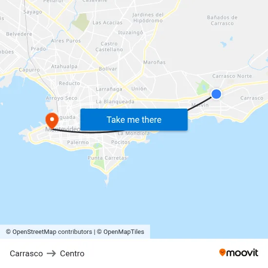 Carrasco to Centro map