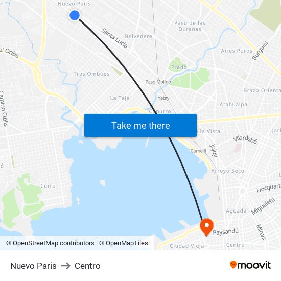 Nuevo Paris to Centro map