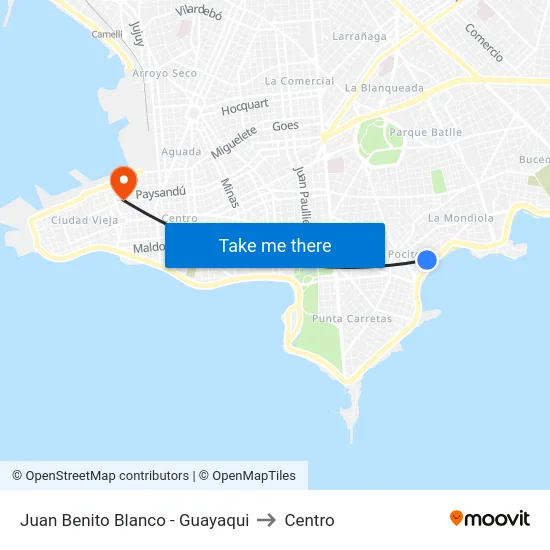 Juan Benito Blanco - Guayaqui to Centro map