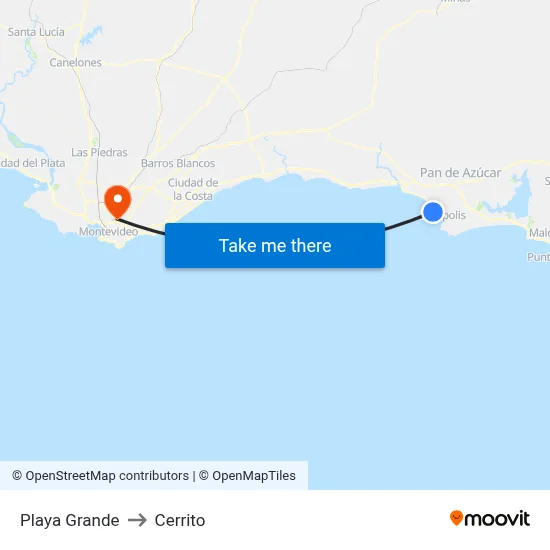 Playa Grande to Cerrito map