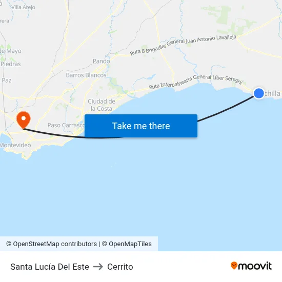 Santa Lucía Del Este to Cerrito map
