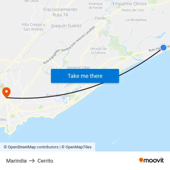 Marindia to Cerrito map