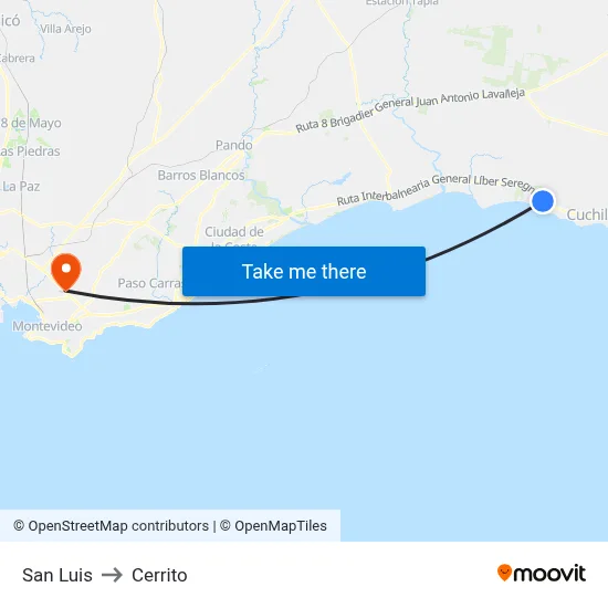 San Luis to Cerrito map