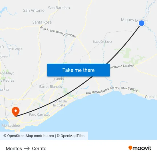 Montes to Cerrito map