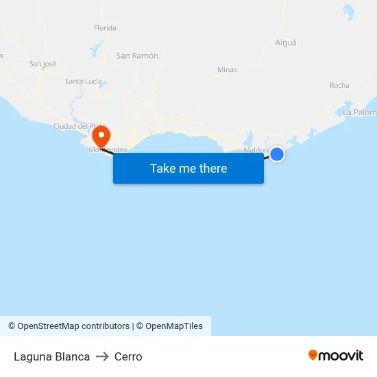 Laguna Blanca to Cerro map