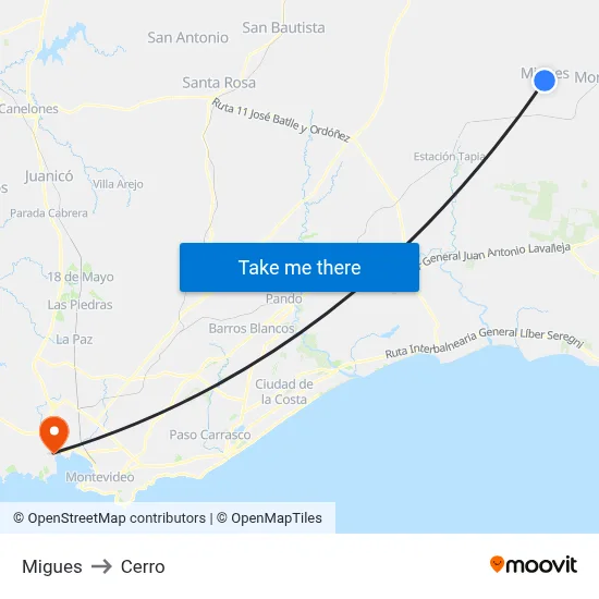 Migues to Cerro map