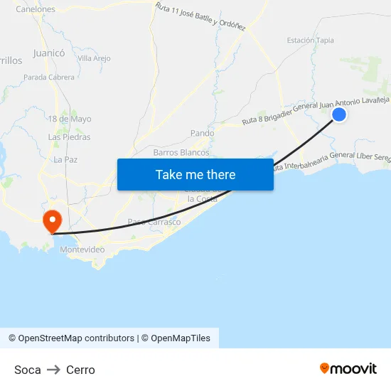 Soca to Cerro map