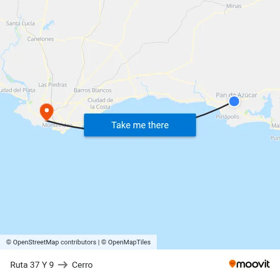 Ruta 37 Y 9 to Cerro map