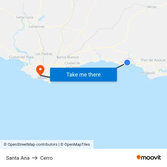 Santa Ana to Cerro map
