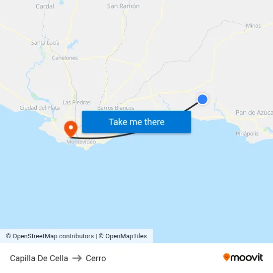 Capilla De Cella to Cerro map