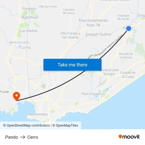 Pando to Cerro map