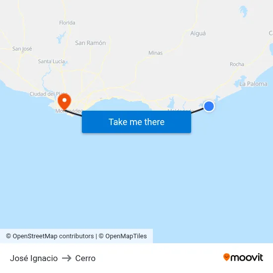 José Ignacio to Cerro map
