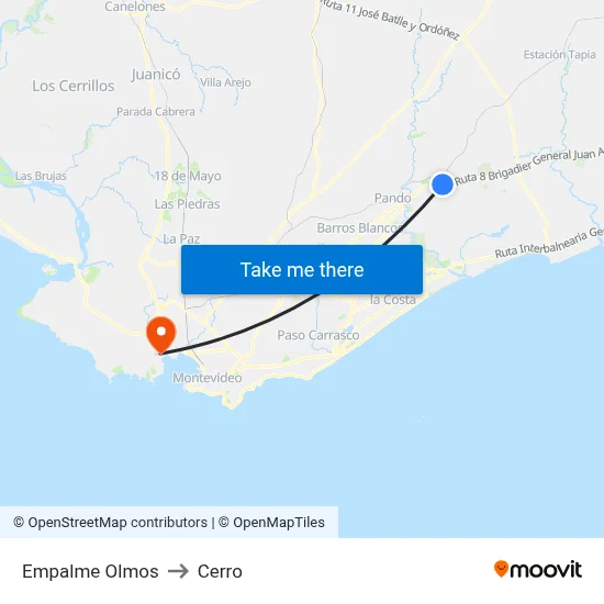 Empalme Olmos to Cerro map