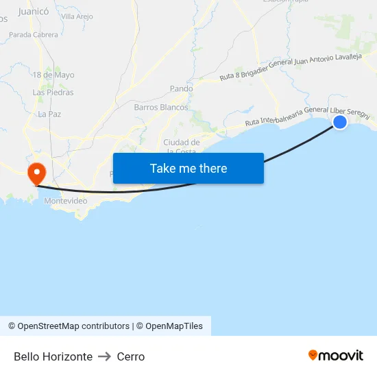 Bello Horizonte to Cerro map