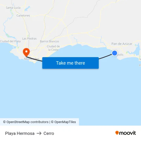 Playa Hermosa to Cerro map