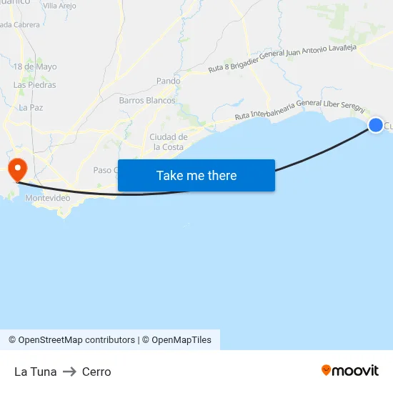 La Tuna to Cerro map