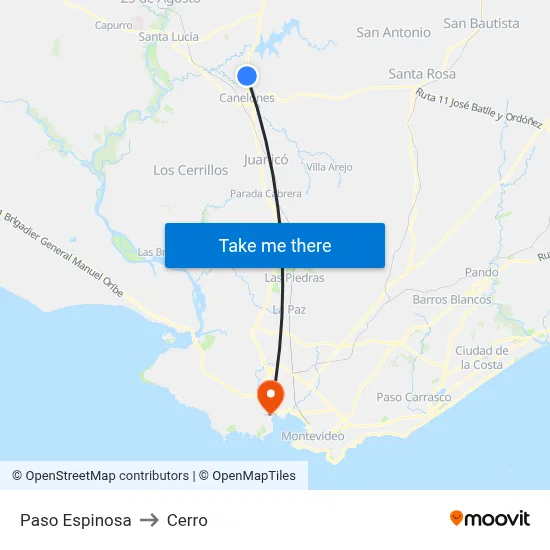 Paso Espinosa to Cerro map