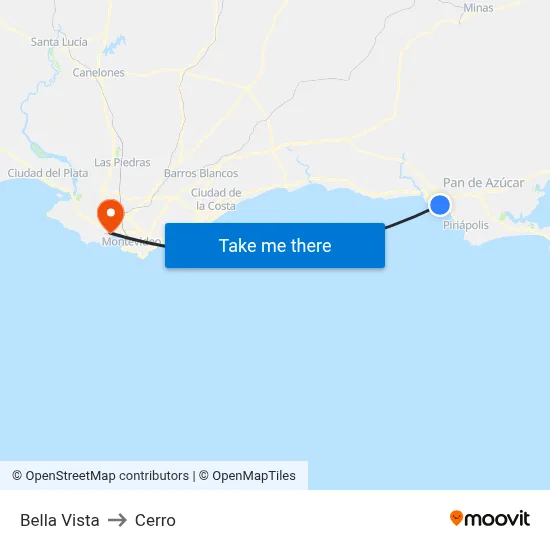 Bella Vista to Cerro map