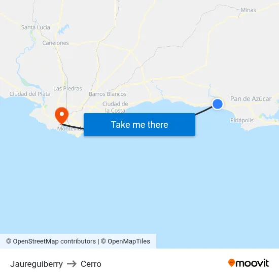 Jaureguiberry to Cerro map