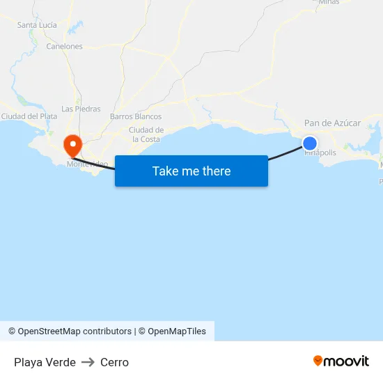 Playa Verde to Cerro map